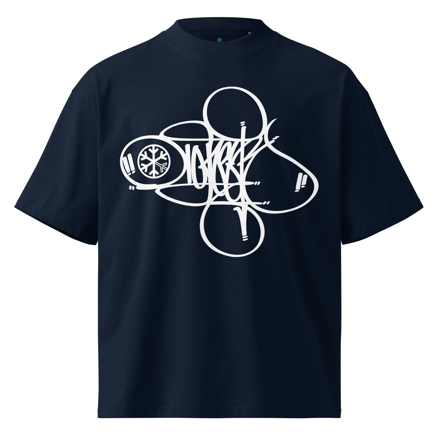 Navy-Loner Tag Tee by Graffiti Dad from B.Different Clothing, front view, graffiti-inspired streetwear, oversized heavyweight t-shirt