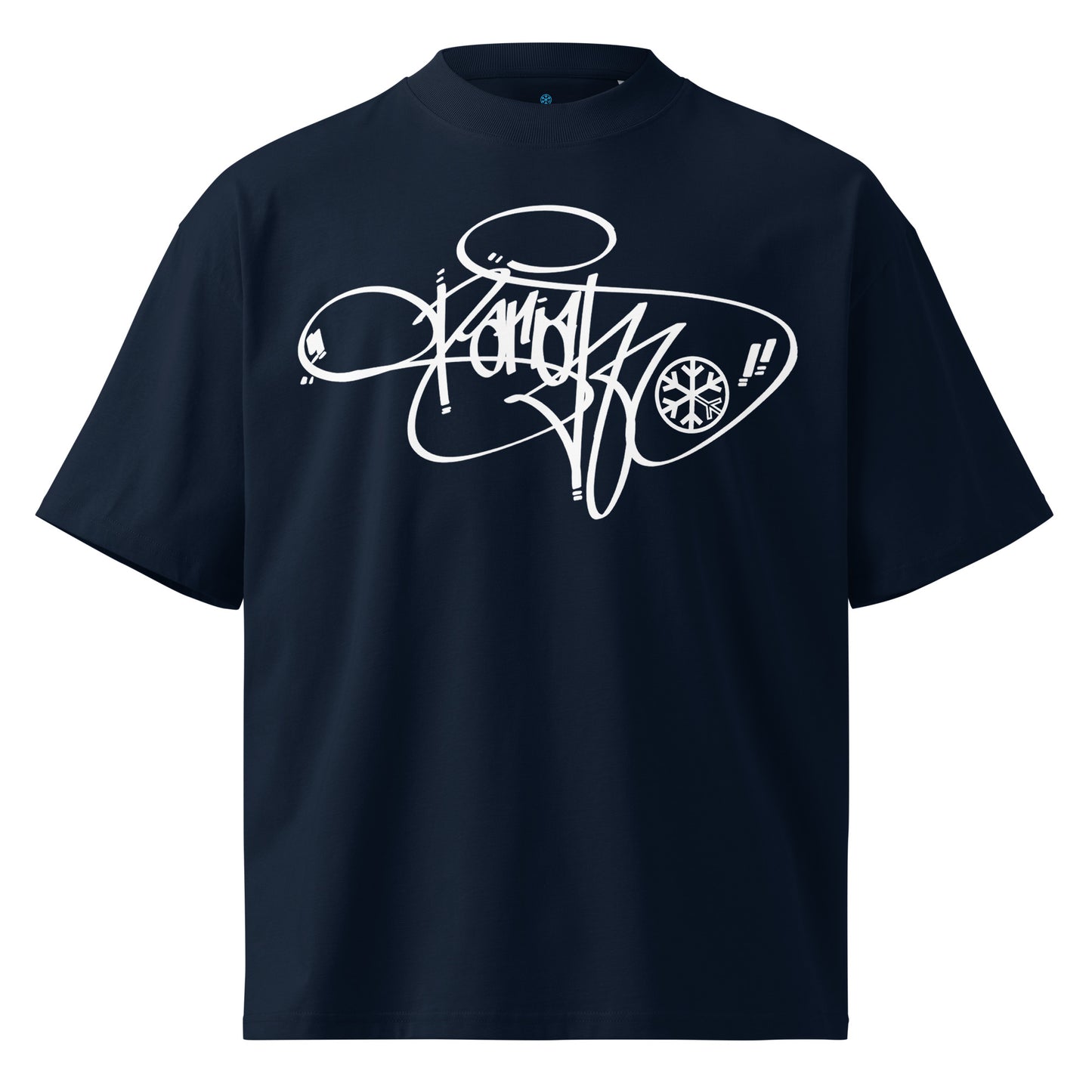 Navy-Pariah Tag Tee by Graffiti Dad from B.Different Clothing, front view, graffiti-inspired streetwear, oversized heavyweight t-shirt