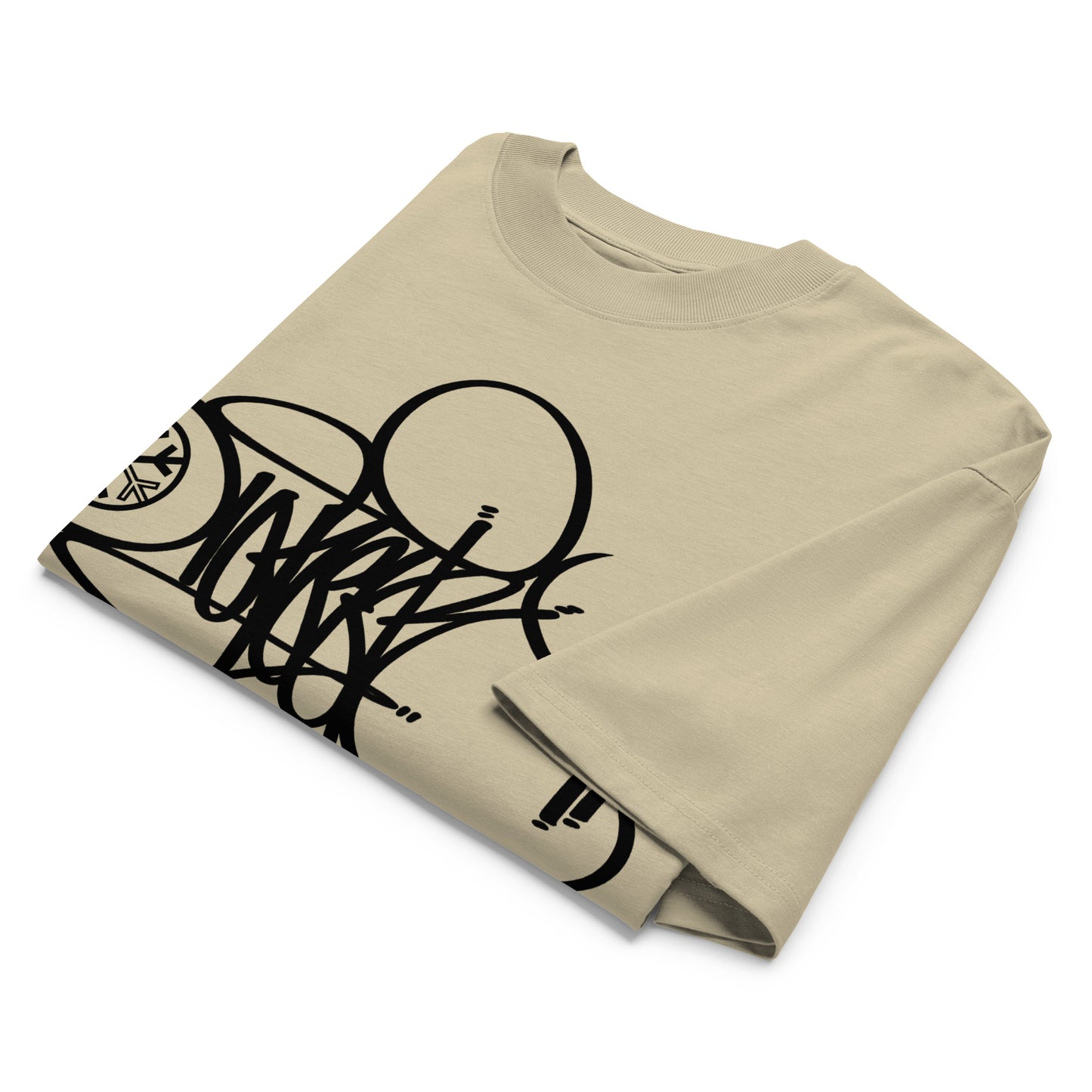Beige-Loner Tag Tee by Graffiti Dad from B.Different Clothing, back view, graffiti-inspired streetwear, oversized heavyweight t-shirt