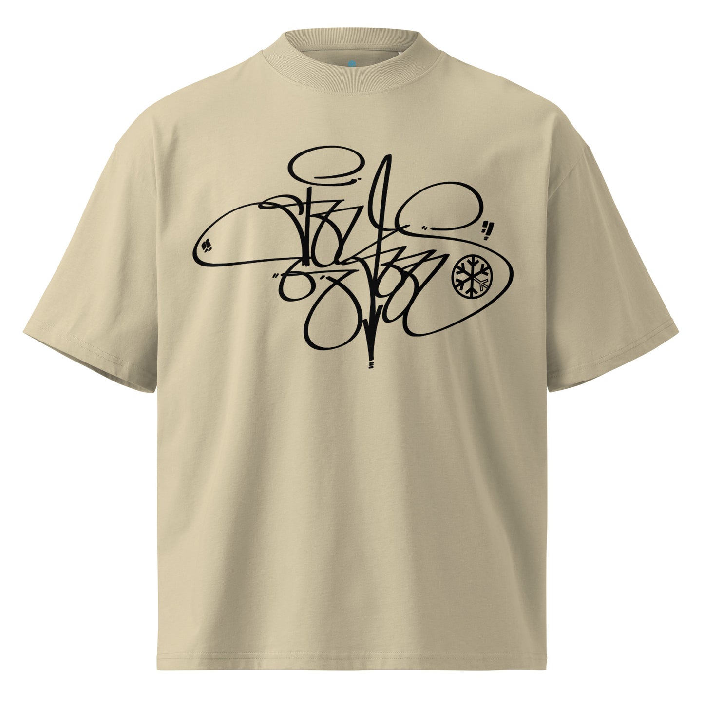 Beige-Toys Tag Tee by Graffiti Dad from B.Different Clothing, folded, graffiti-inspired streetwear, oversized heavyweight t-shirt
