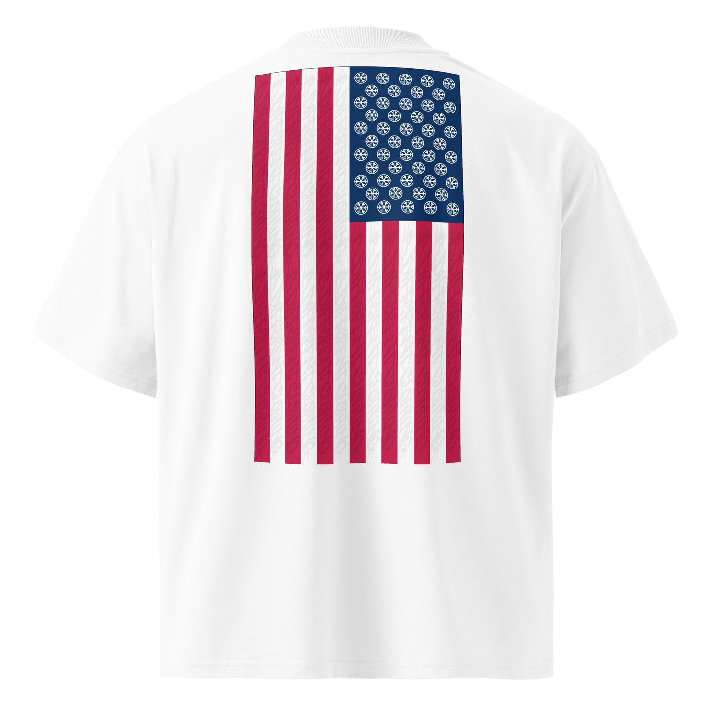 White-Flag Graffiti Tee from B.Different Clothing, back view, graffiti-inspired streetwear, oversized heavyweight t-shirt