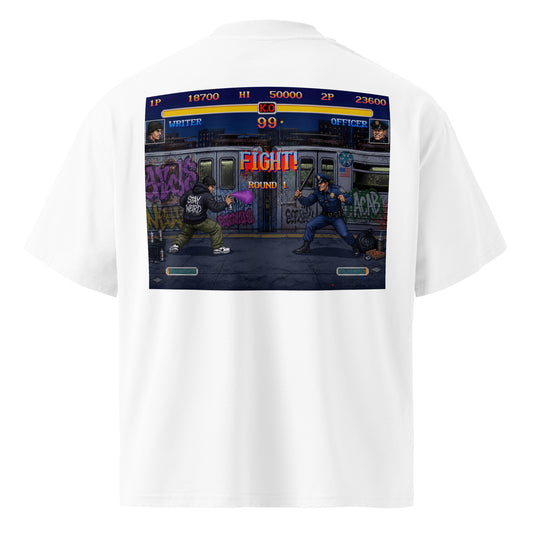 White-Street Writer II Graffiti Tee from B.Different Clothing, back view, graffiti-inspired streetwear t-shirt