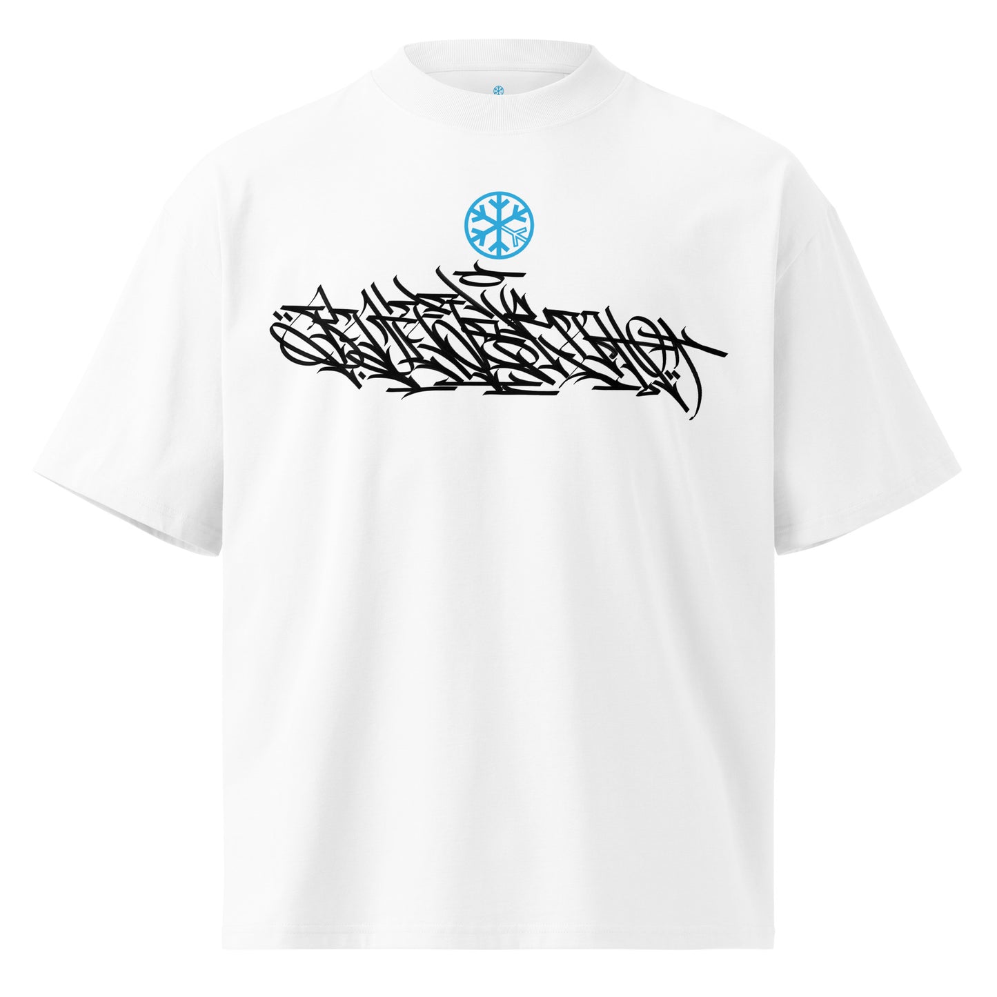 White-Shew Collab Graffiti Tee from B.Different Clothing, front view, graffiti-inspired streetwear, oversized heavyweight t-shirt