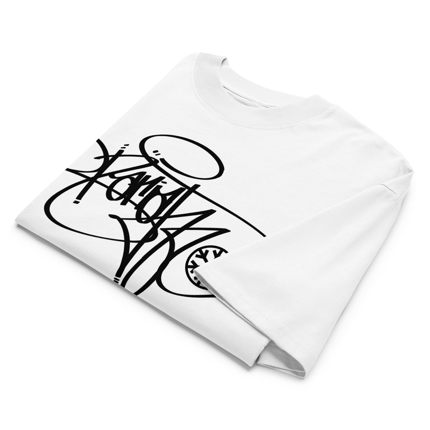 White-Pariah Tag Tee by Graffiti Dad from B.Different Clothing, folded, graffiti-inspired streetwear, oversized heavyweight t-shirt
