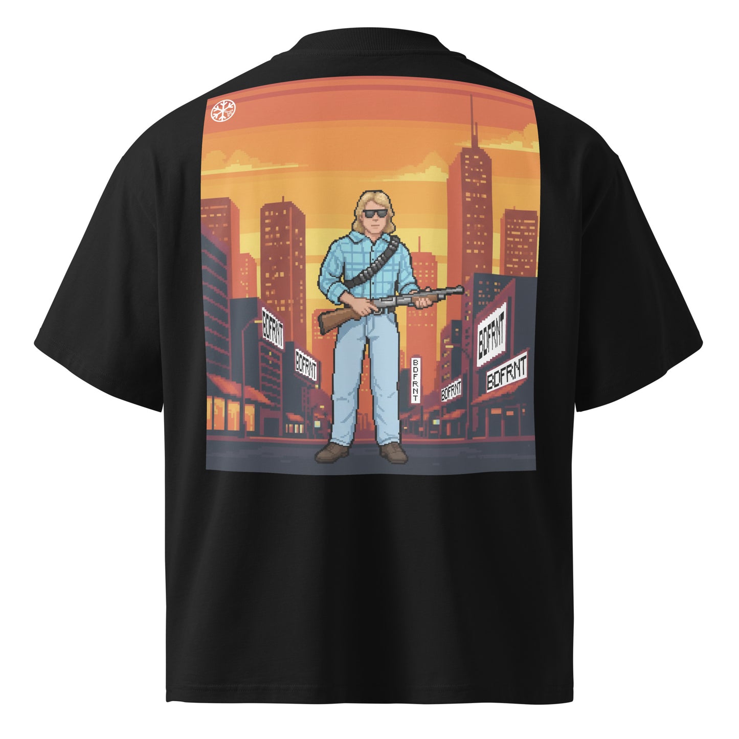 Black-Pixel Disobey Tee from B.Different Clothing, back view, graffiti-inspired streetwear oversized heavyweight t-shirt