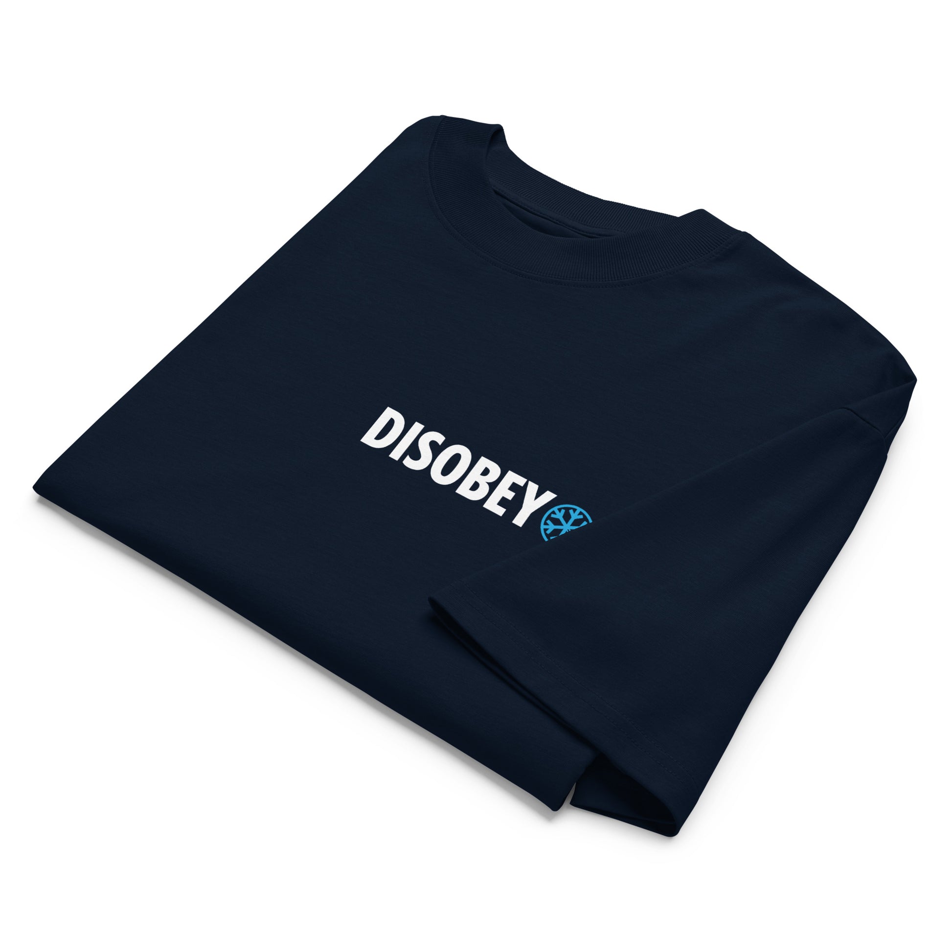 Navy-Pixel Disobey Tee from B.Different Clothing, folded, graffiti-inspired streetwear oversized heavyweight t-shirt