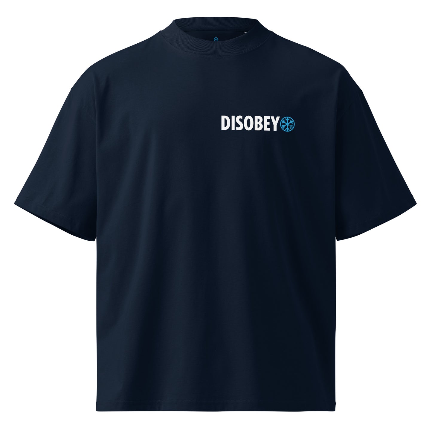 Navy-Pixel Disobey Tee from B.Different Clothing, front view, graffiti-inspired streetwear oversized heavyweight t-shirt