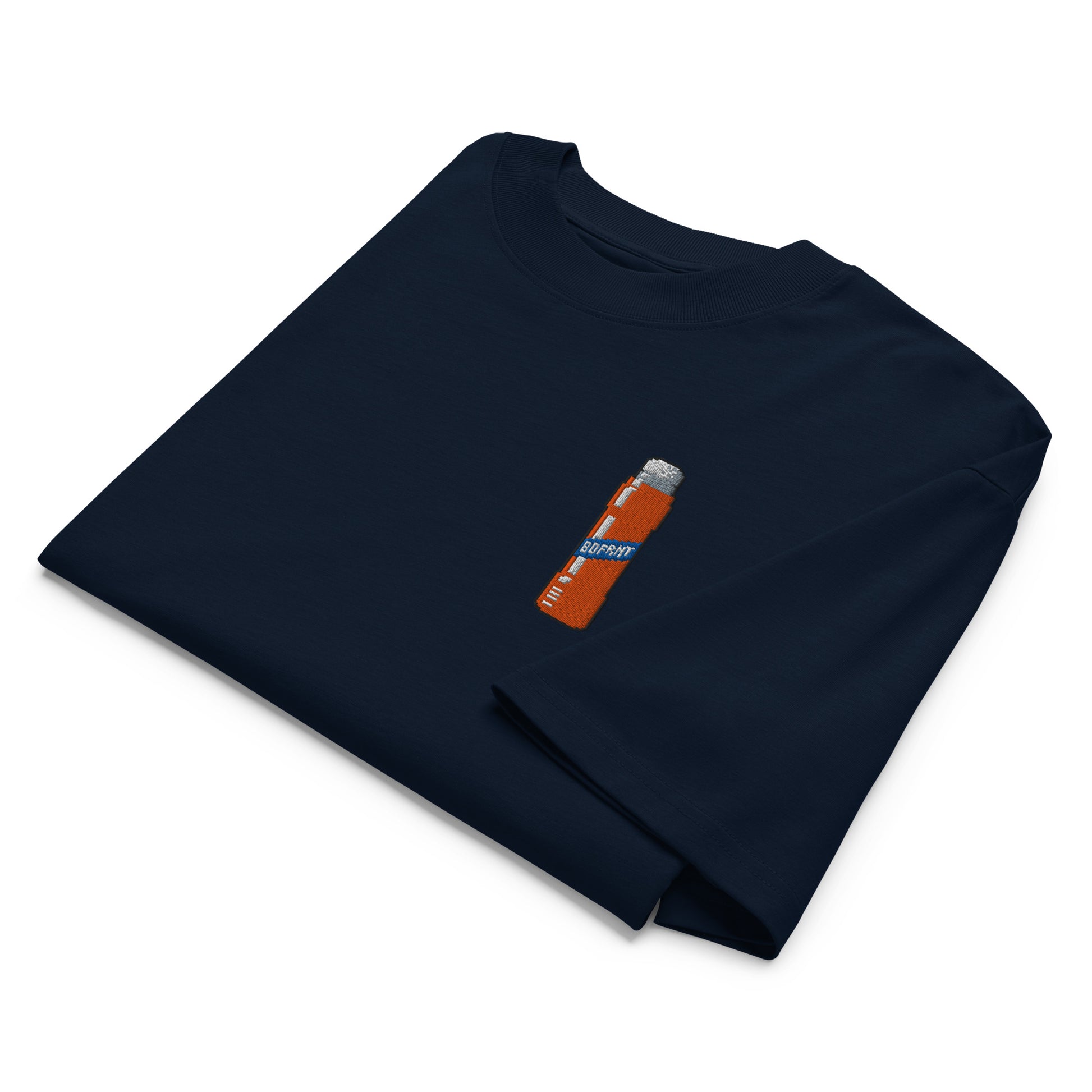 Navy-Pixel Marker Graffiti Tee from B.Different Clothing, folded, graffiti-inspired streetwear oversized heavyweight t-shirt
