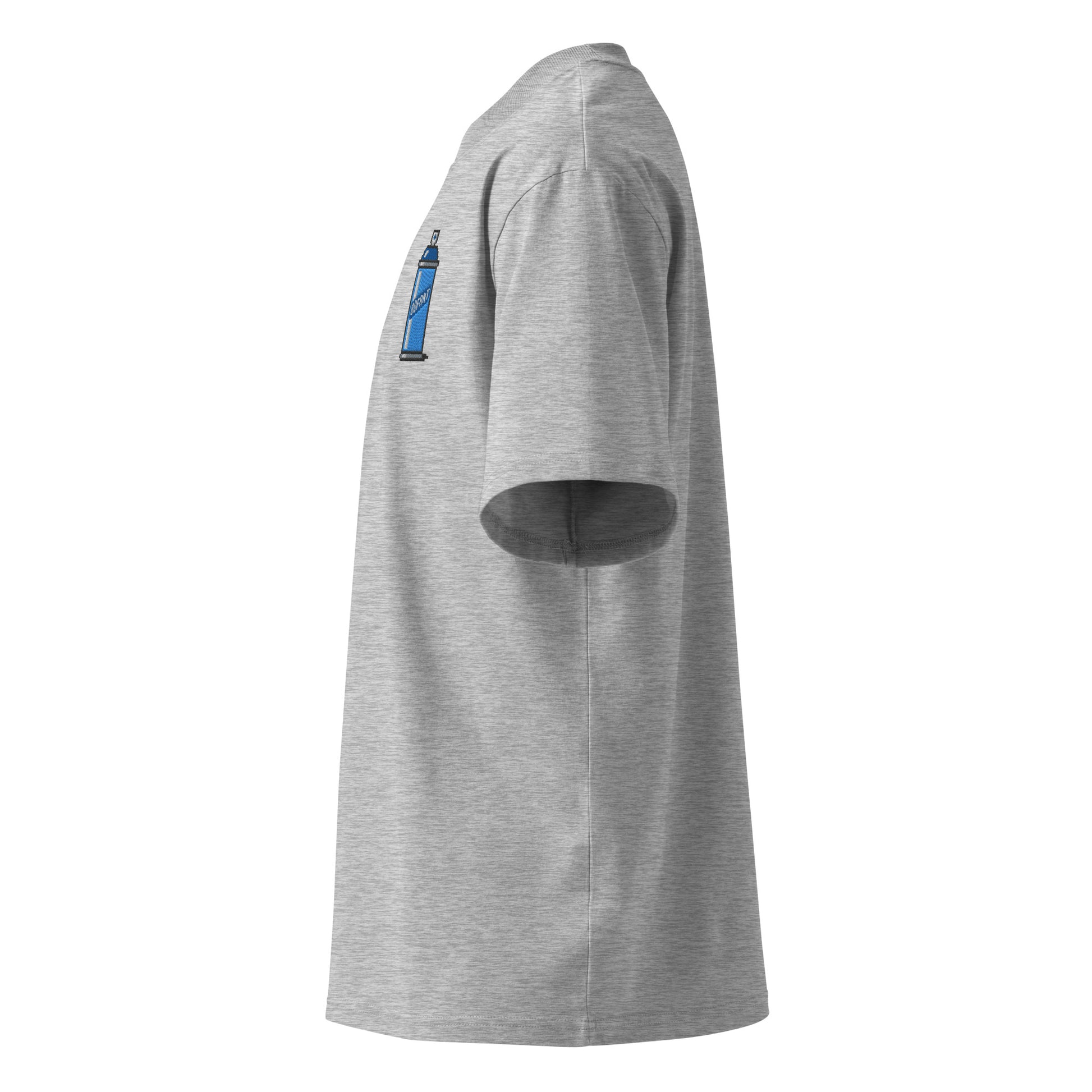 Gray-Pixel Spray Can Graffiti Tee from B.Different Clothing, left view, graffiti-inspired streetwear oversized heavyweight t-shirt