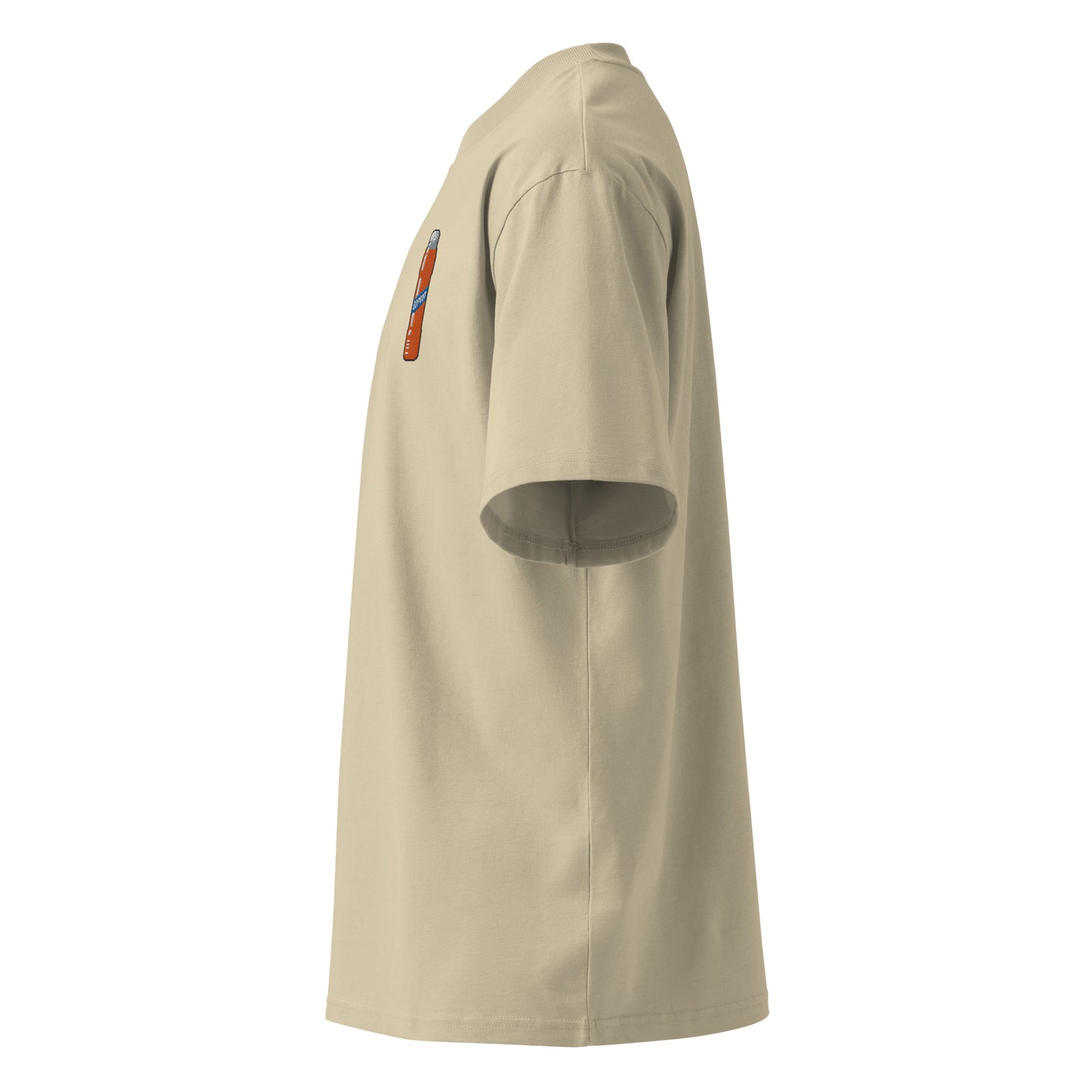 Beige-Pixel Marker Graffiti Tee from B.Different Clothing, left view, graffiti-inspired streetwear oversized heavyweight t-shirt