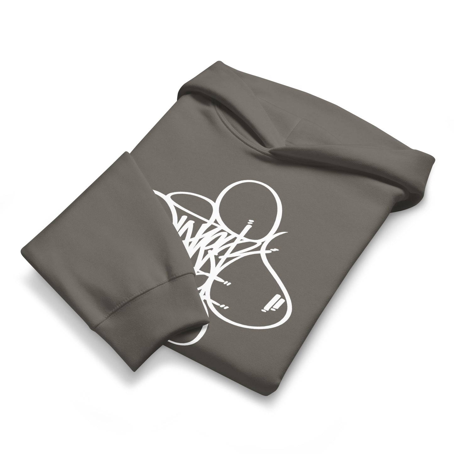 Gray-Loner Tag by Graffiti Dad Hoodie from B.Different Clothing, folded, graffiti-inspired streetwear, oversized heavyweight
