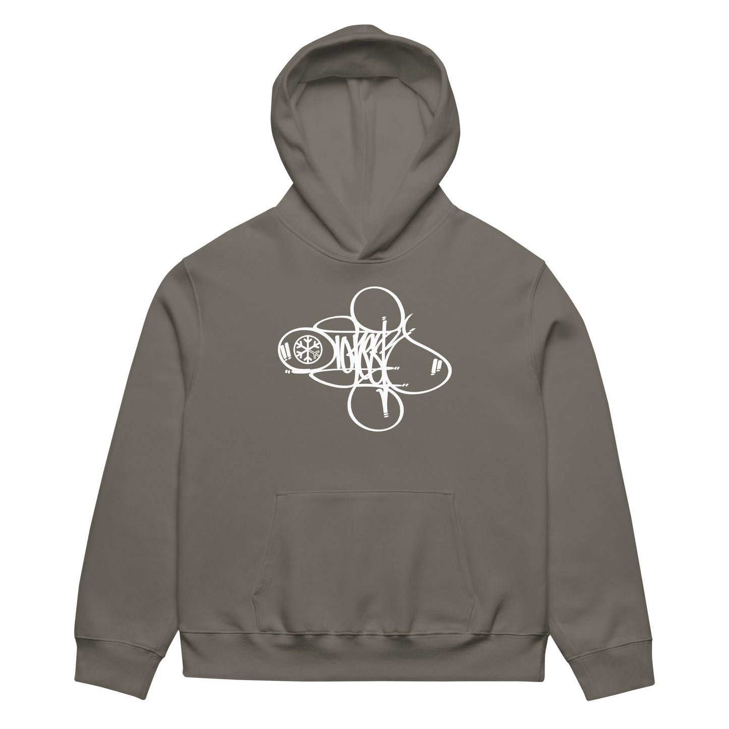 Gray-Loner Tag by Graffiti Dad Hoodie from B.Different Clothing, front view, graffiti-inspired streetwear, oversized heavyweight