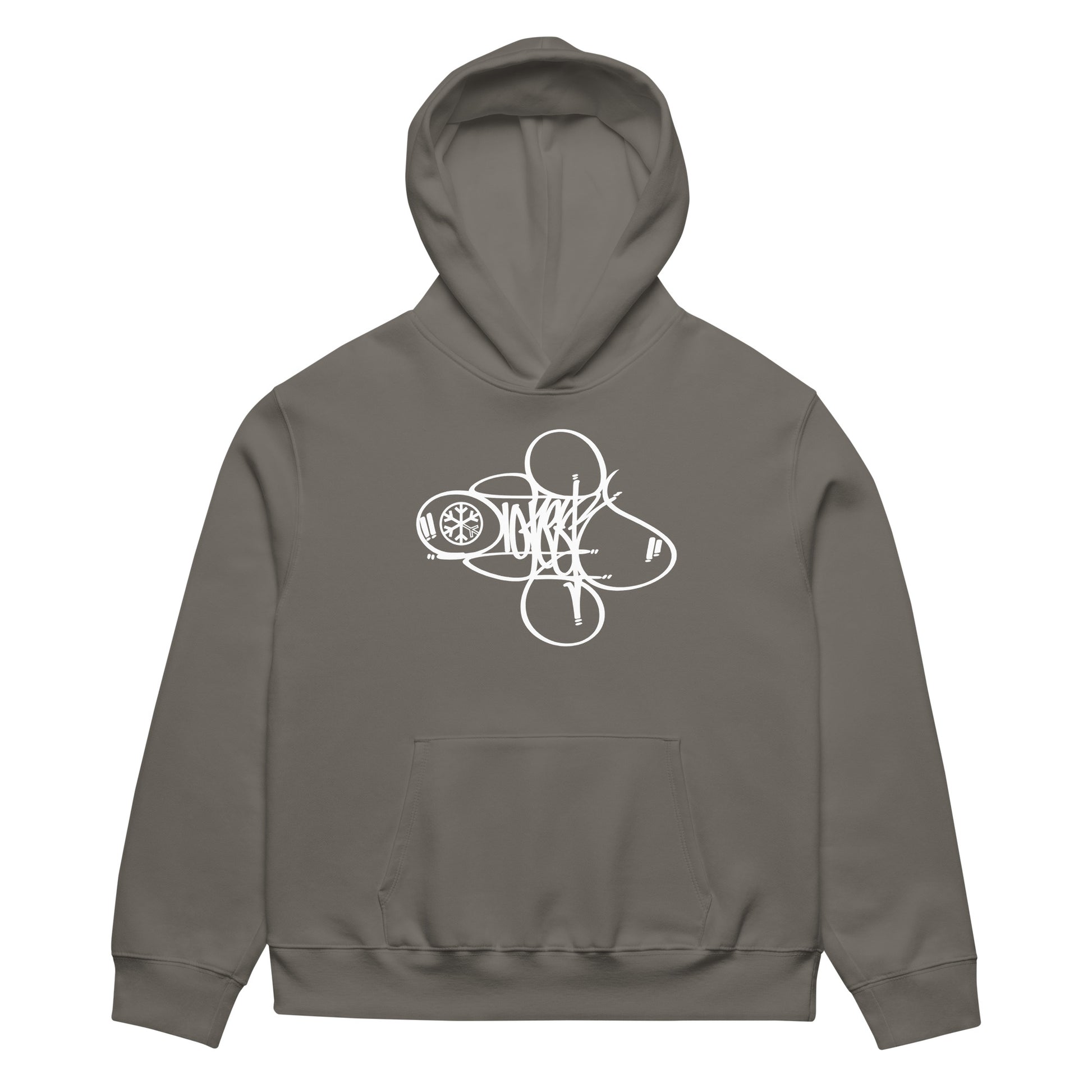 Gray-Loner Tag by Graffiti Dad Hoodie from B.Different Clothing, front view, graffiti-inspired streetwear, oversized heavyweight