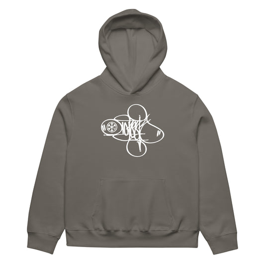 Gray-Loner Tag by Graffiti Dad Hoodie from B.Different Clothing, front view, graffiti-inspired streetwear, oversized heavyweight