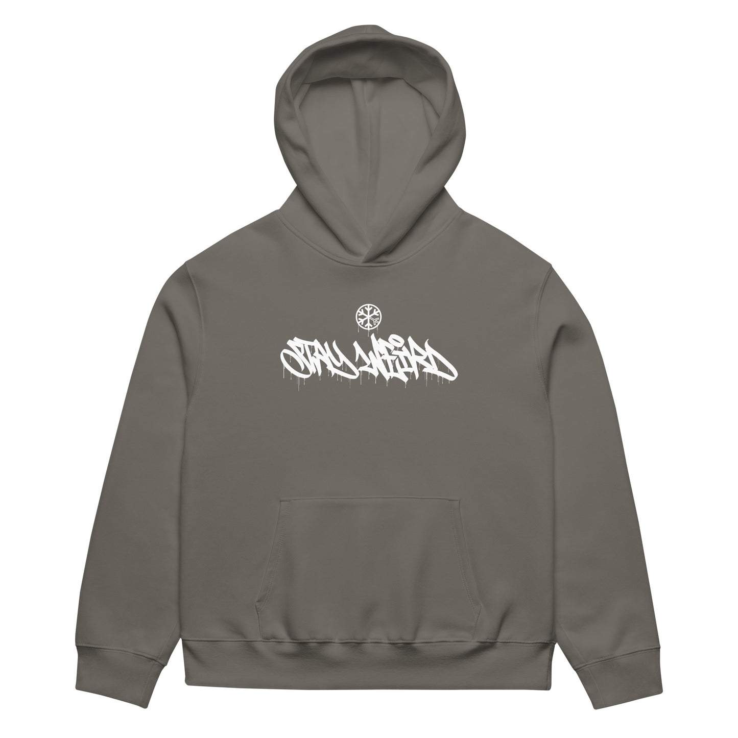 Dark Gray-Stay Weird Graffiti Tag Hoodie by Monsterinho from B.Different Clothing, folded, graffiti-inspired streetwear, oversized heavyweight