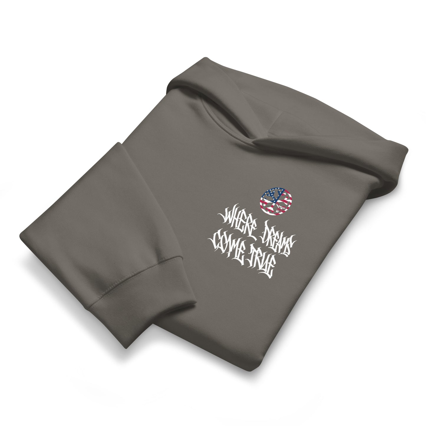 Dark Gray-Flag Graffiti Hoodie from B.Different Clothing, front view, graffiti-inspired streetwear, oversized heavyweight