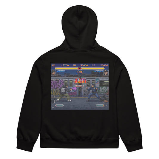 Black-Street Writer II Graffiti Hoodie from B.Different Clothing, back view, graffiti-inspired streetwear, oversized heavyweight