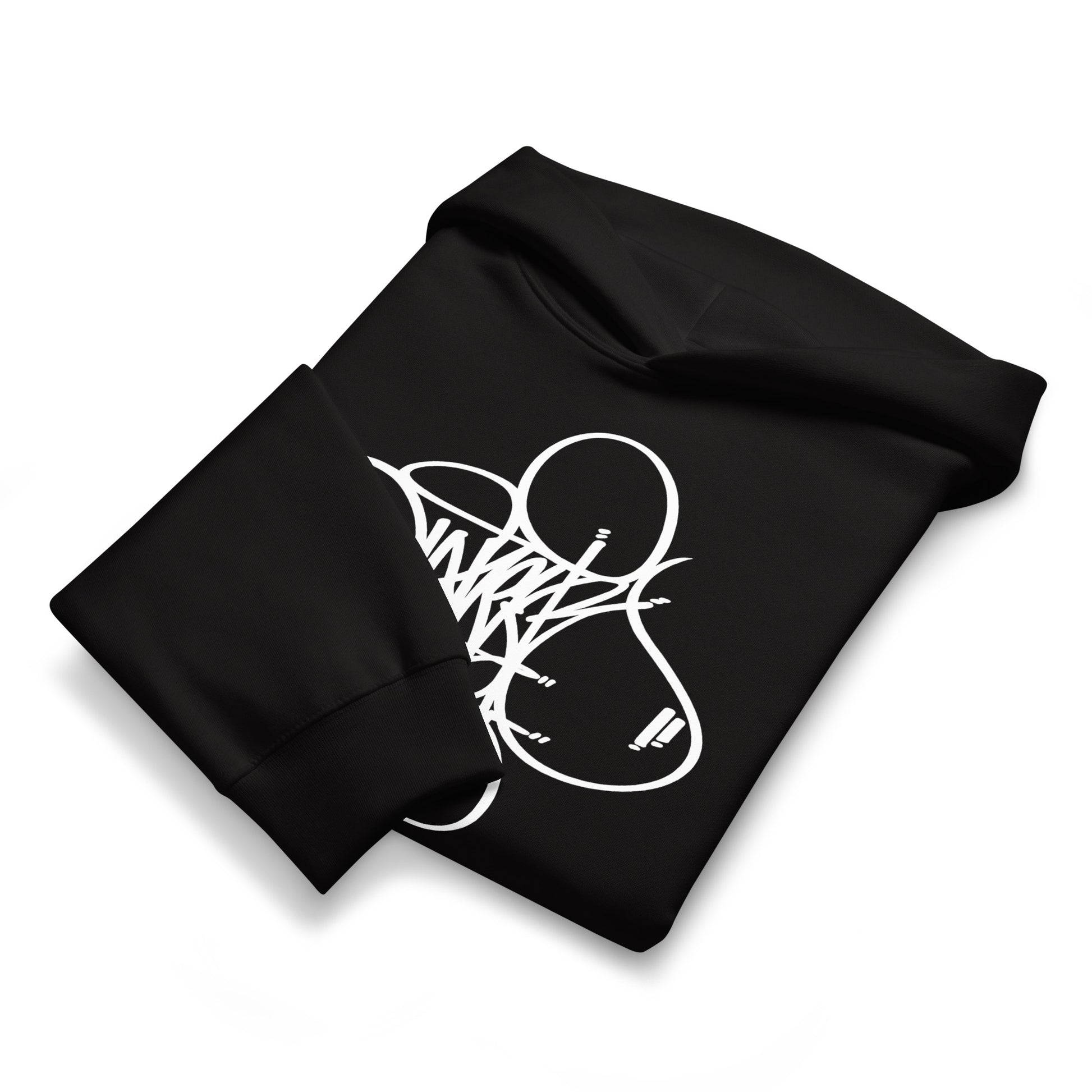 Black-Loner Tag by Graffiti Dad Hoodie from B.Different Clothing, folded, graffiti-inspired streetwear, oversized heavyweight