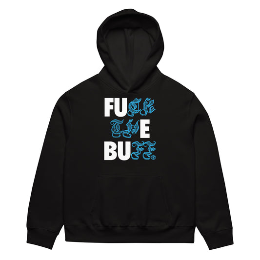 Black-Fuck The Buff Graffiti Hoodie from B.Different Clothing, front view, graffiti-inspired streetwear, oversized heavyweight