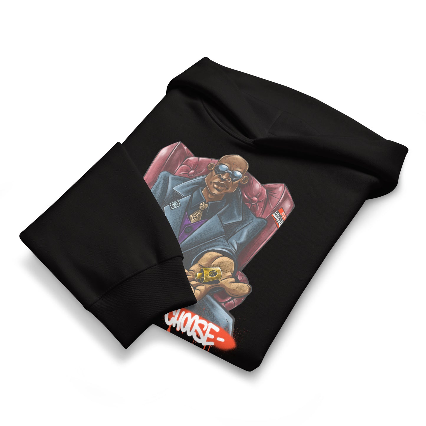 Black-Make Your Choice Graffiti Hoodie by Trk One from B.Different Clothing, folded, graffiti-inspired streetwear, oversized heavyweight