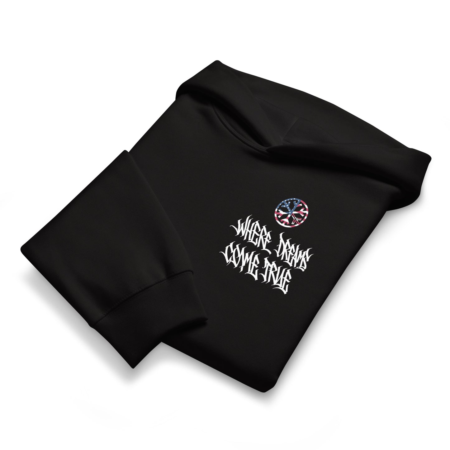 Black-Flag Graffiti Hoodie from B.Different Clothing, front view, graffiti-inspired streetwear, oversized heavyweight