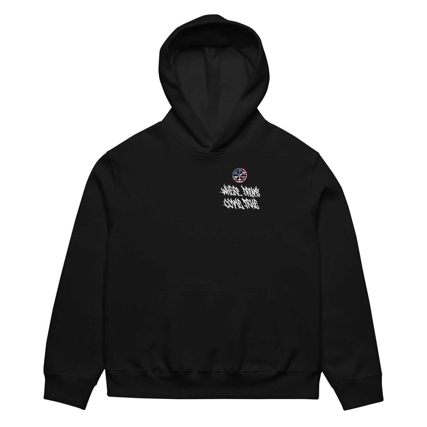 Black-Flag Graffiti Hoodie from B.Different Clothing, folded, graffiti-inspired streetwear, oversized heavyweight