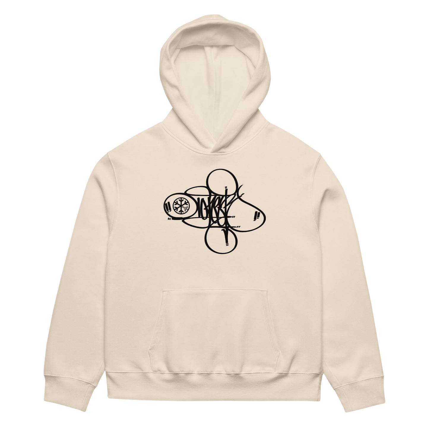 Beige-Loner Tag by Graffiti Dad Hoodie from B.Different Clothing, back view, graffiti-inspired streetwear, oversized heavyweight