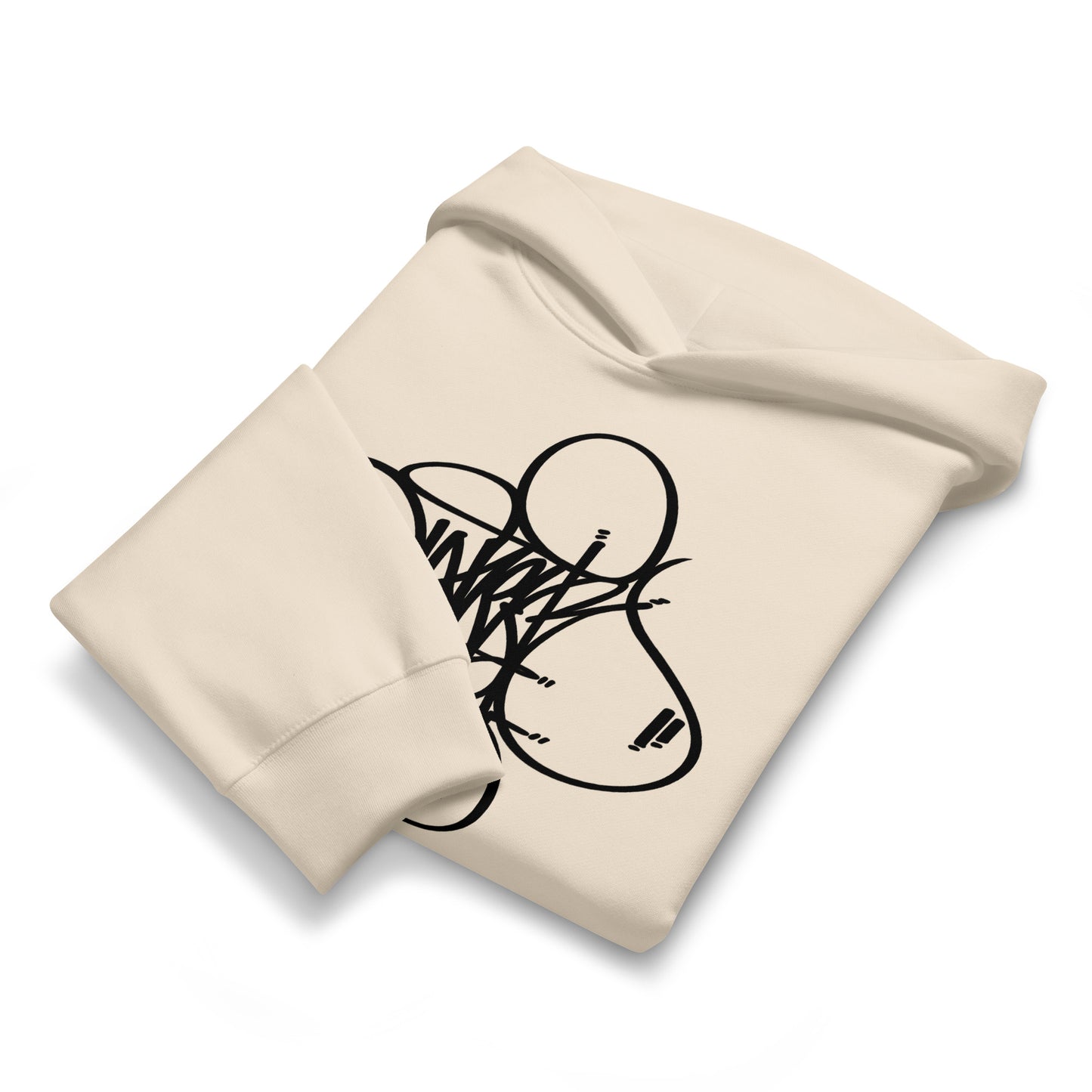 Beige-Loner Tag by Graffiti Dad Hoodie from B.Different Clothing, folded, graffiti-inspired streetwear, oversized heavyweight