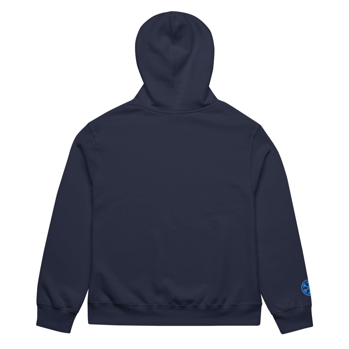 Navy-Pixel Spray Can Graffiti Hoodie from B.Different Clothing, back view, graffiti-inspired streetwear oversized heavyweight