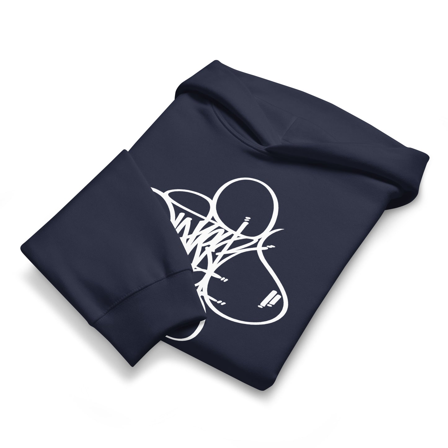 Navy-Loner Tag by Graffiti Dad Hoodie from B.Different Clothing, folded, graffiti-inspired streetwear, oversized heavyweight