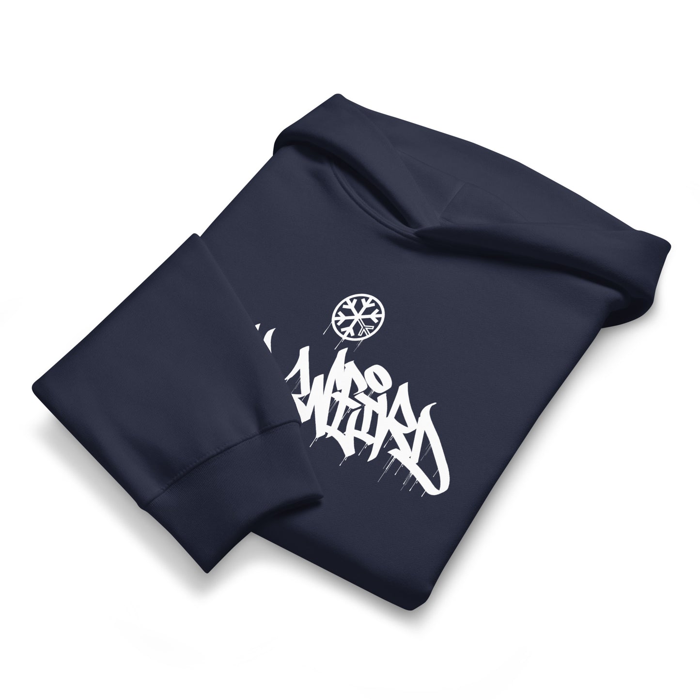 Navy-Stay Weird Graffiti Tag Hoodie by Monsterinho from B.Different Clothing, front view, graffiti-inspired streetwear, oversized heavyweight