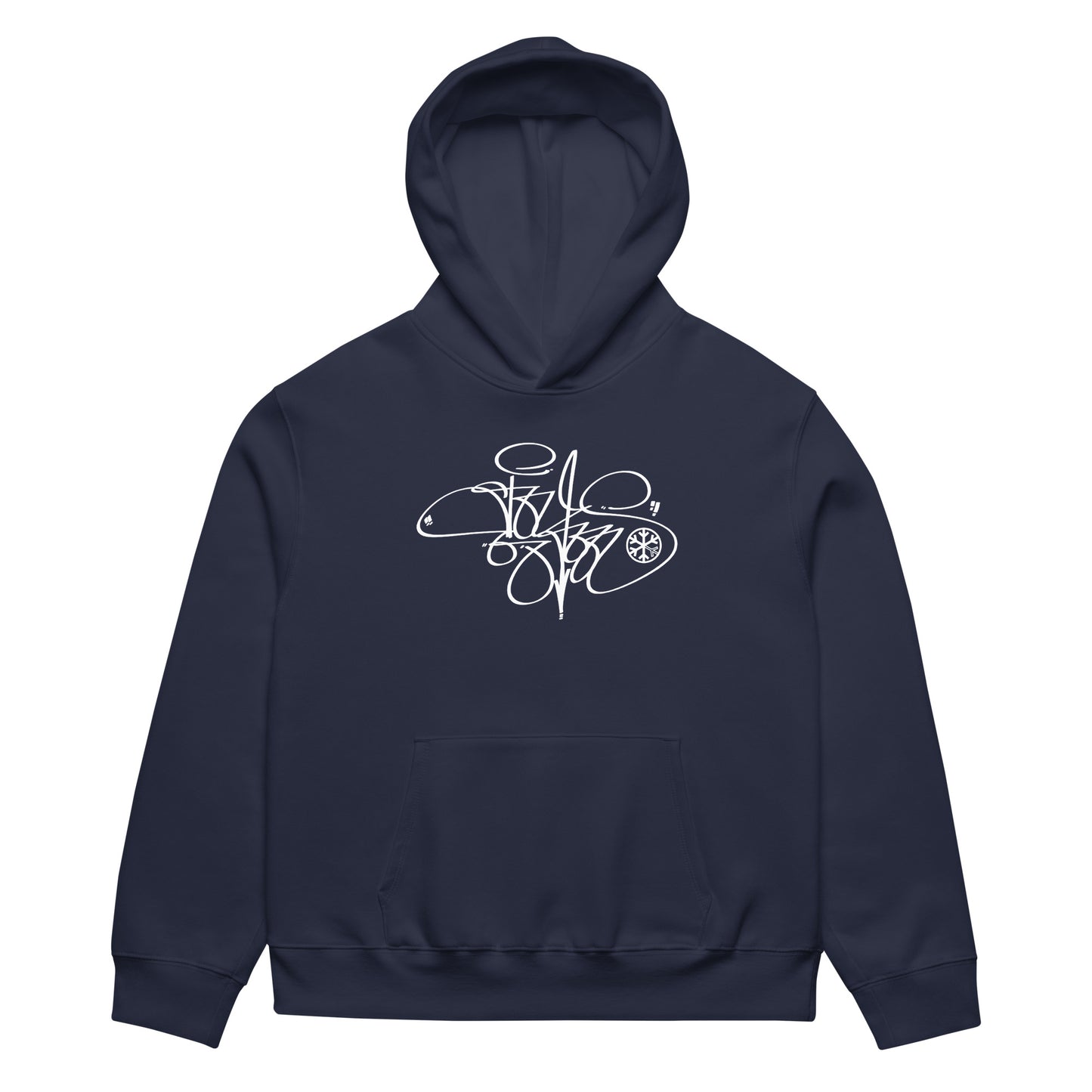 Navy-Toys Tag Hoodie by Graffiti Dad from B.Different Clothing, folded, graffiti-inspired streetwear, oversized heavyweight