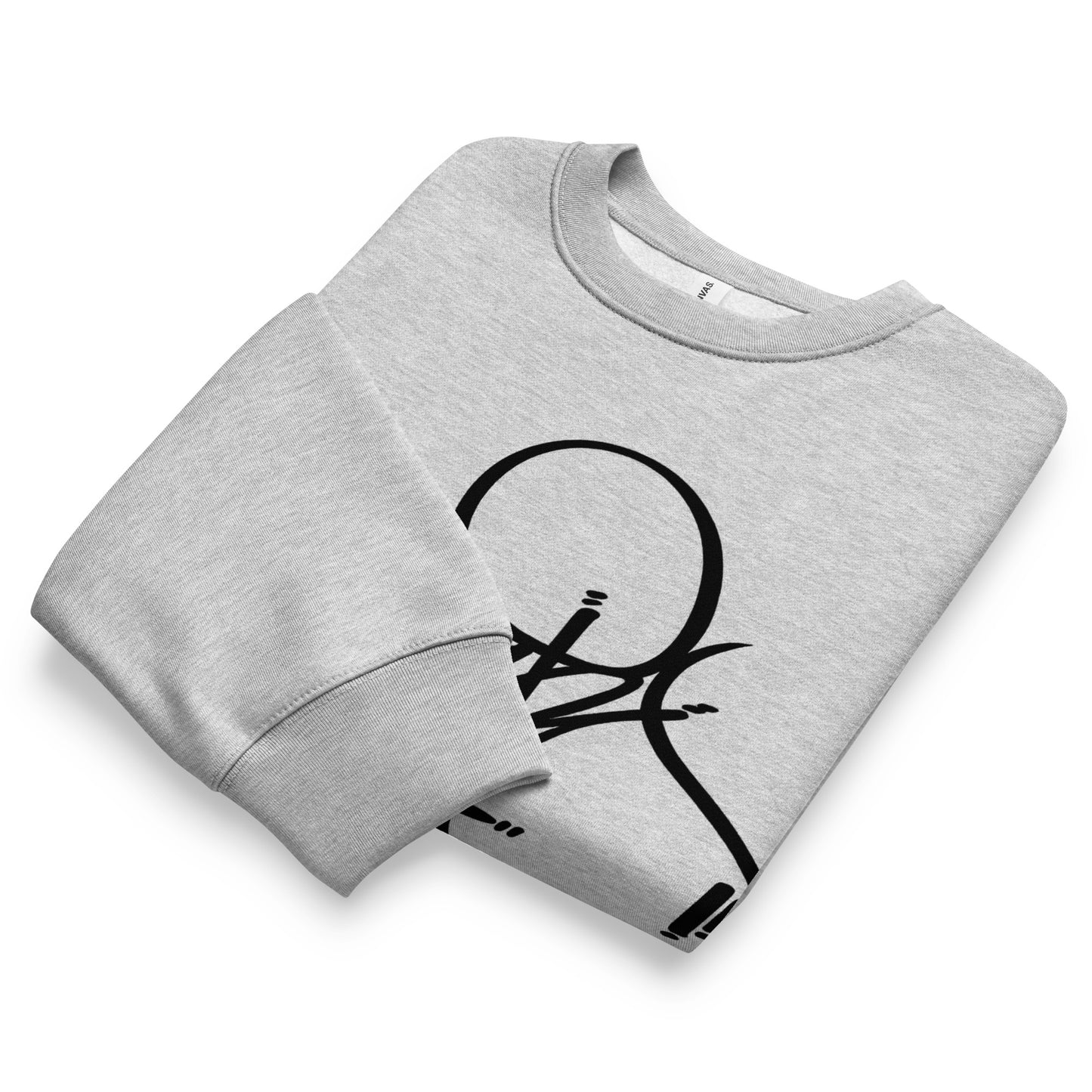 Gray-Loner Tag Sweatshirt by Graffiti Dad from B.Different Clothing, folded, graffiti-inspired streetwear, oversized heavyweight