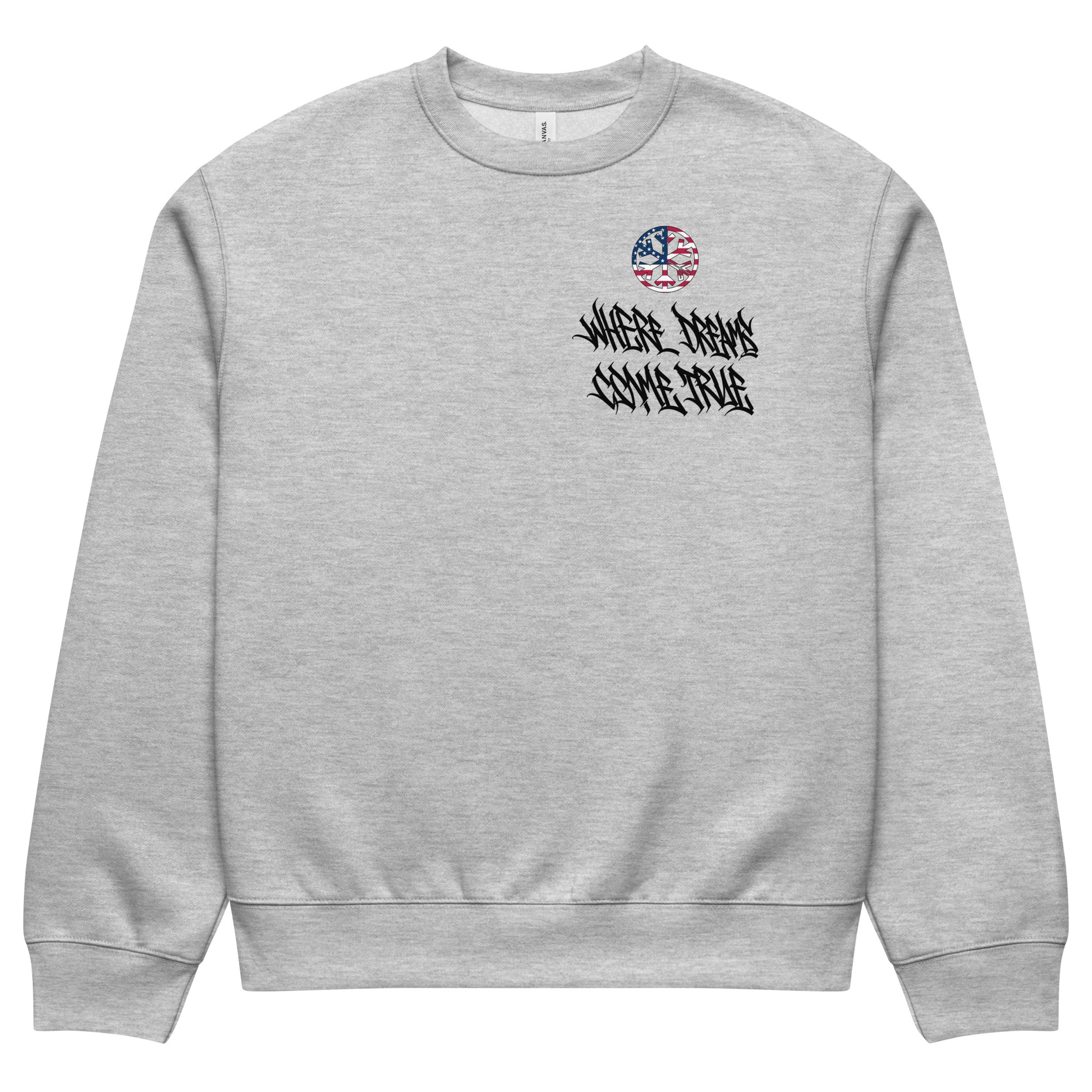 Gray-Flag Graffiti Sweatshirt from B.Different Clothing, front view, graffiti-inspired streetwear, oversized heavyweight