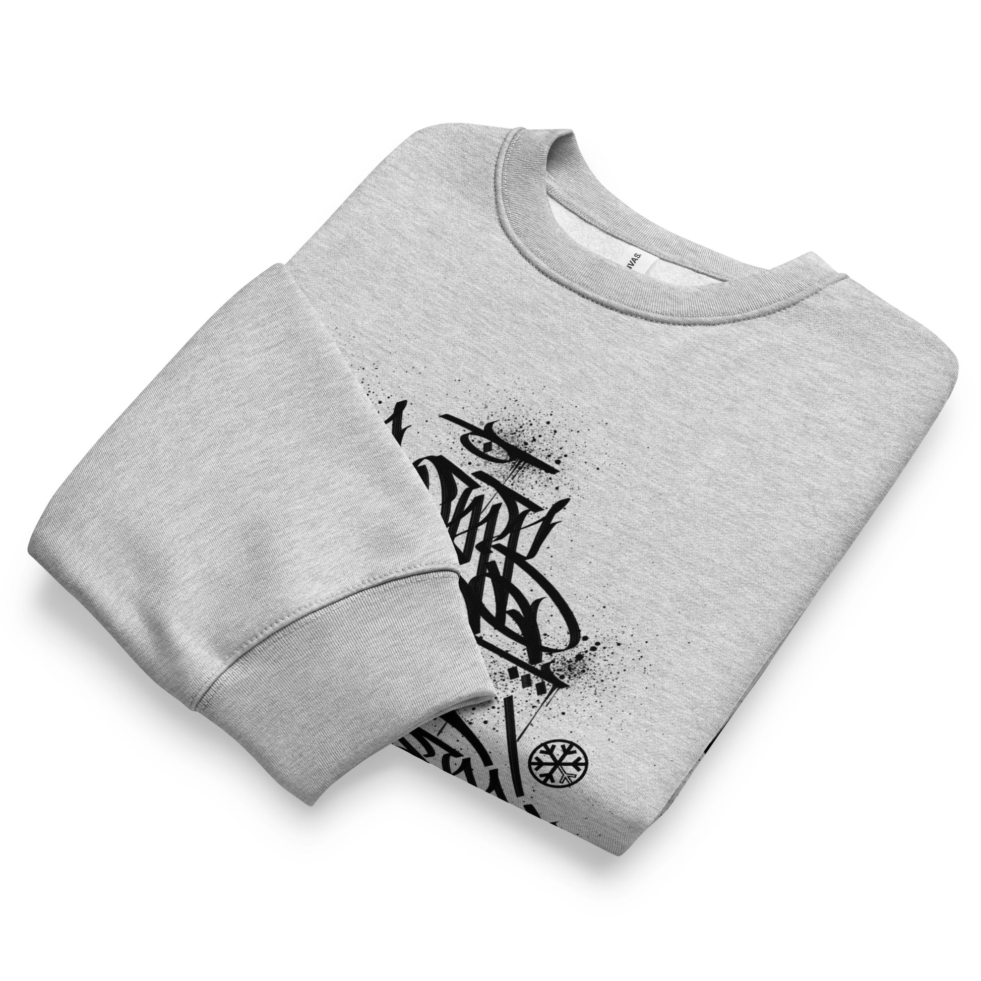 Gray-Bomb The System Graffiti Sweatshirt by Shew from B.Different Clothing, front view, graffiti-inspired streetwear, oversized heavyweight