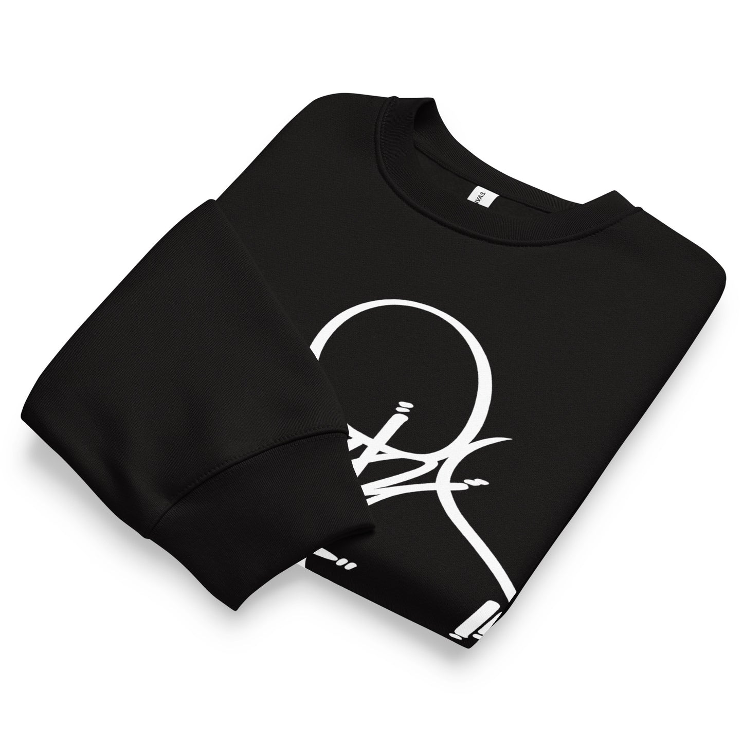 Black-Loner Tag Sweatshirt by Graffiti Dad from B.Different Clothing, folded, graffiti-inspired streetwear, oversized heavyweight