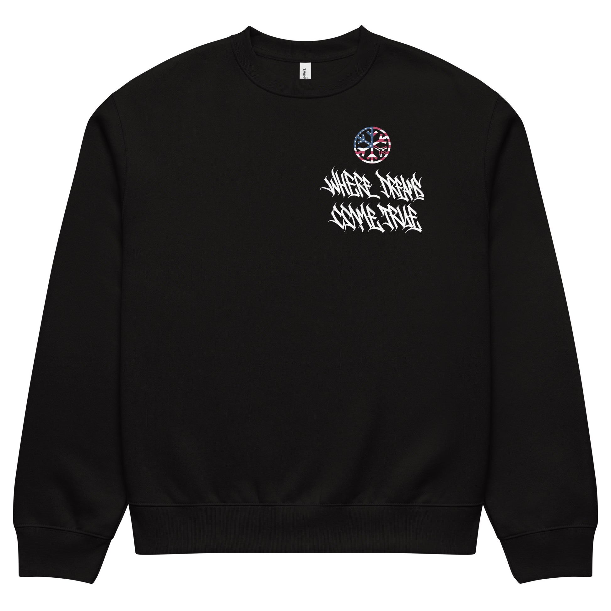 Black-Flag Graffiti Sweatshirt from B.Different Clothing, folded, graffiti-inspired streetwear, oversized heavyweight