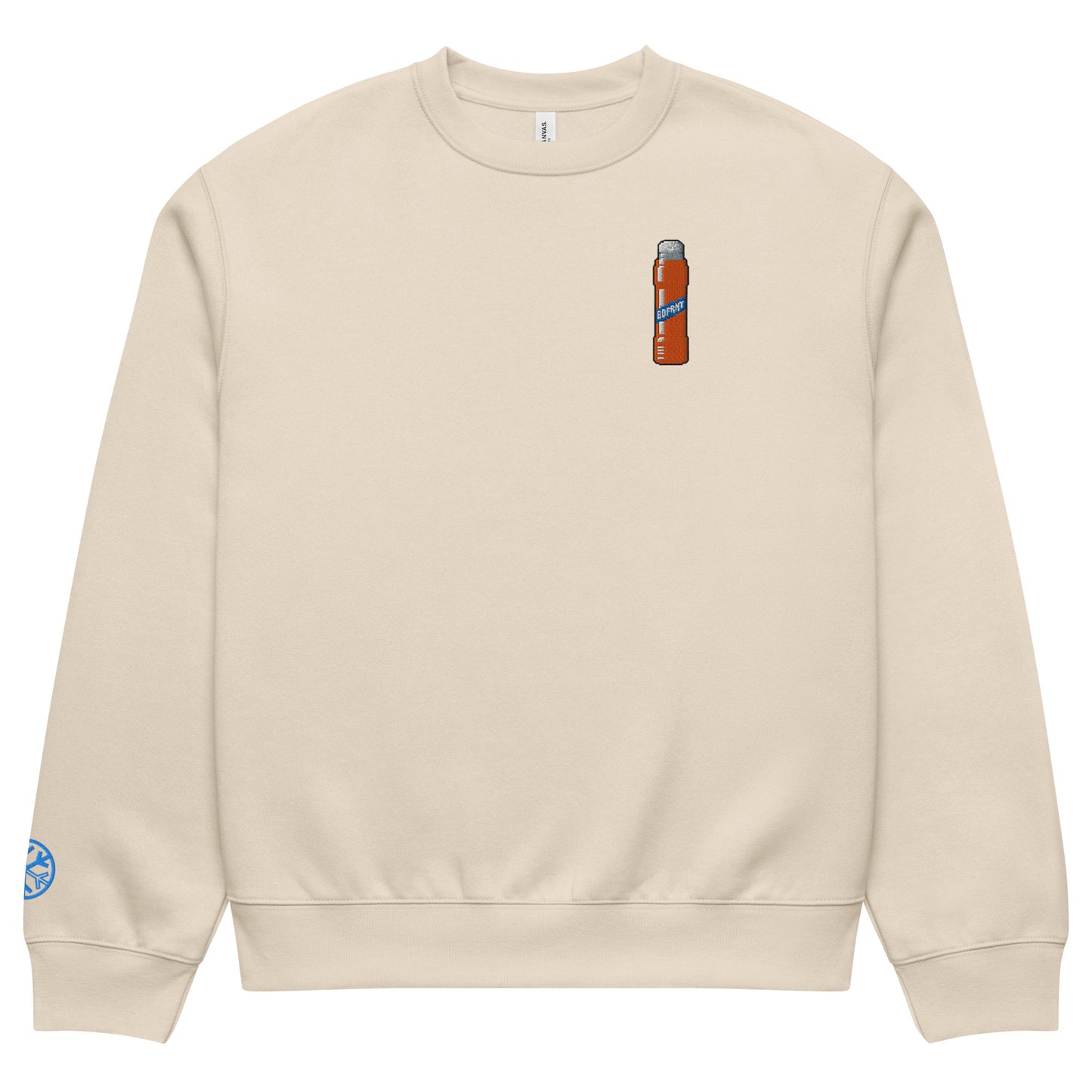 Beige-Pixel Marker Graffiti Sweatshirt from B.Different Clothing, front view, graffiti-inspired streetwear, oversized heavyweight