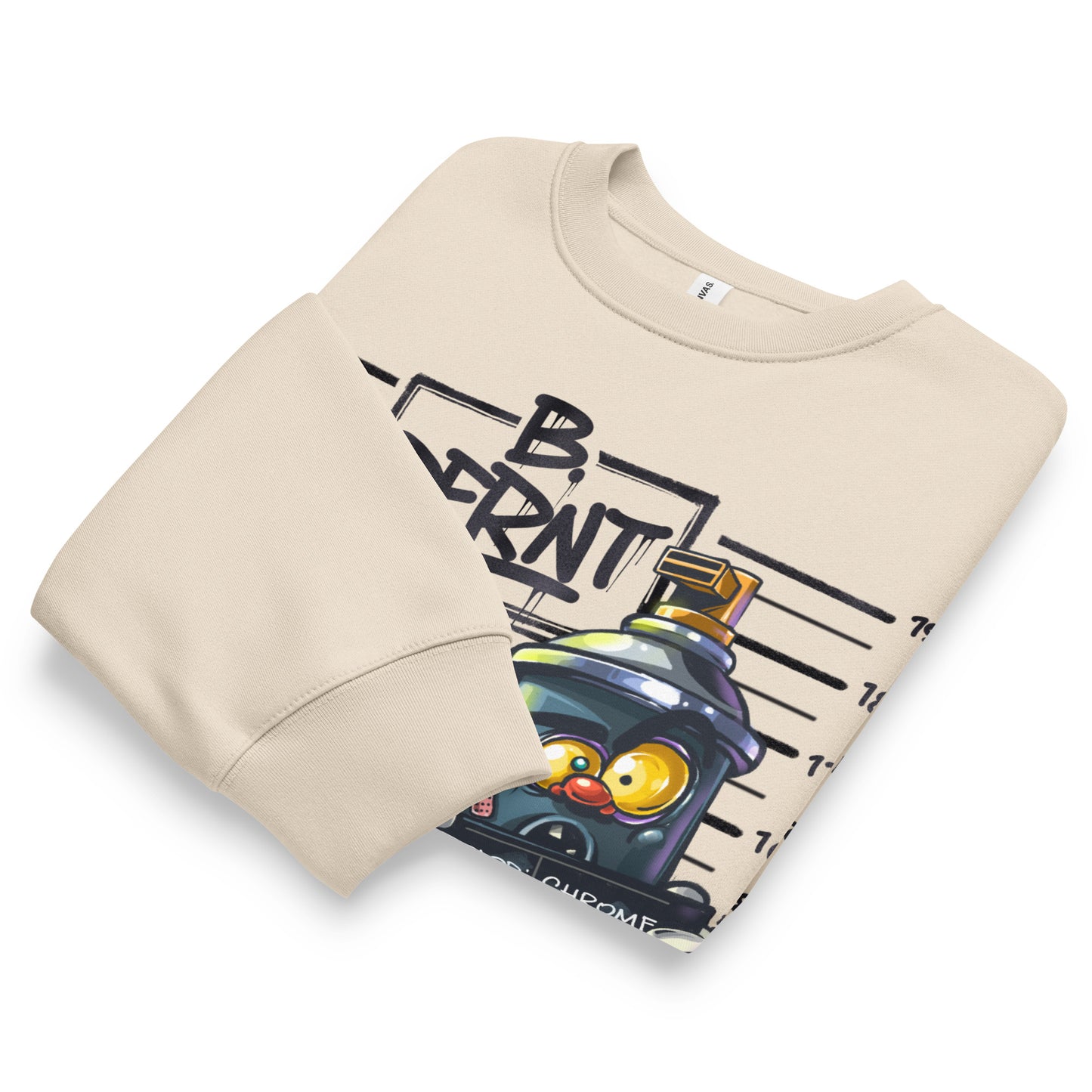 Beige-Mug Short Graffiti Sweatshirt by Trk One from B.Different Clothing, folded, graffiti-inspired streetwear, oversized heavyweight