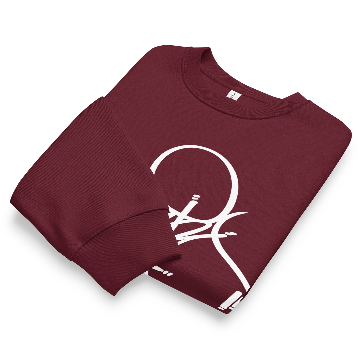 Maroon-Loner Tag Sweatshirt by Graffiti Dad from B.Different Clothing, folded, graffiti-inspired streetwear, oversized heavyweight