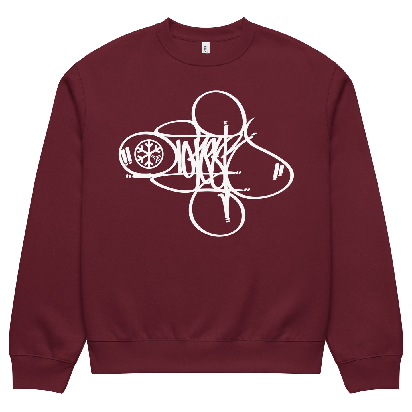 Maroon-Loner Tag Sweatshirt by Graffiti Dad from B.Different Clothing, front view, graffiti-inspired streetwear, oversized heavyweight