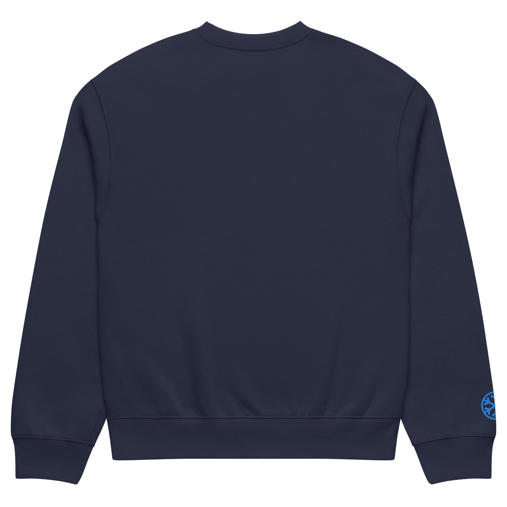 Navy-Pixel Balaclava Graffiti Sweatshirt from B.Different Clothing, back view, graffiti-inspired streetwear, oversized heavyweight