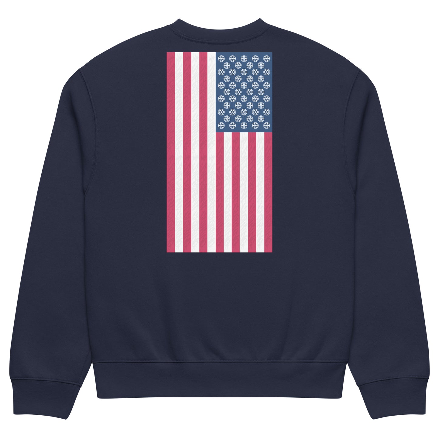 Navy-Flag Graffiti Sweatshirt from B.Different Clothing, back view, graffiti-inspired streetwear, oversized heavyweight
