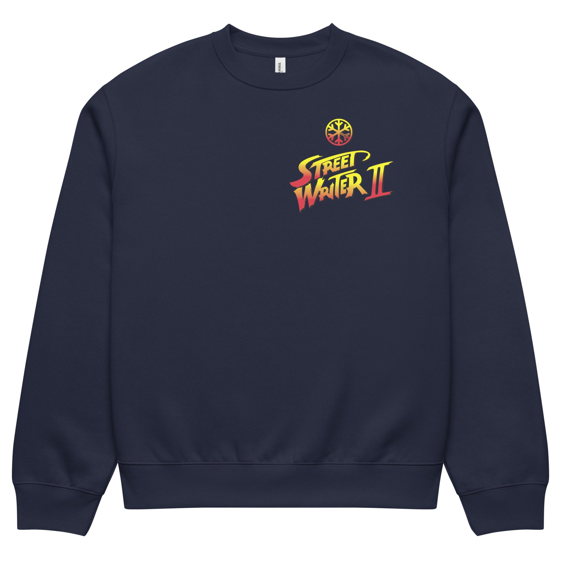 Navy-Street Writer II Graffiti Sweatshirt from B.Different Clothing, front view, graffiti-inspired streetwear, oversized heavyweight