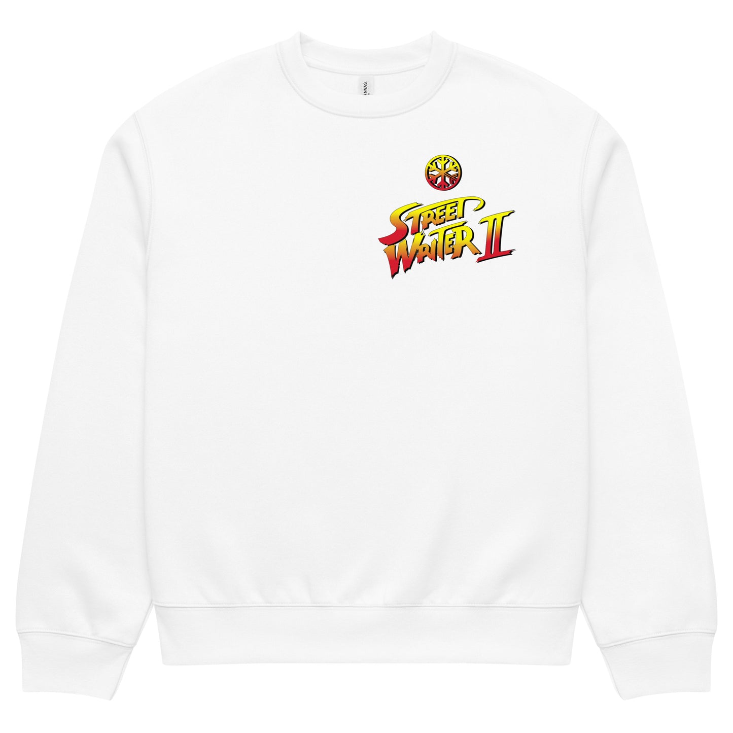White-Street Writer II Graffiti Sweatshirt from B.Different Clothing, front view, graffiti-inspired streetwear, oversized heavyweight