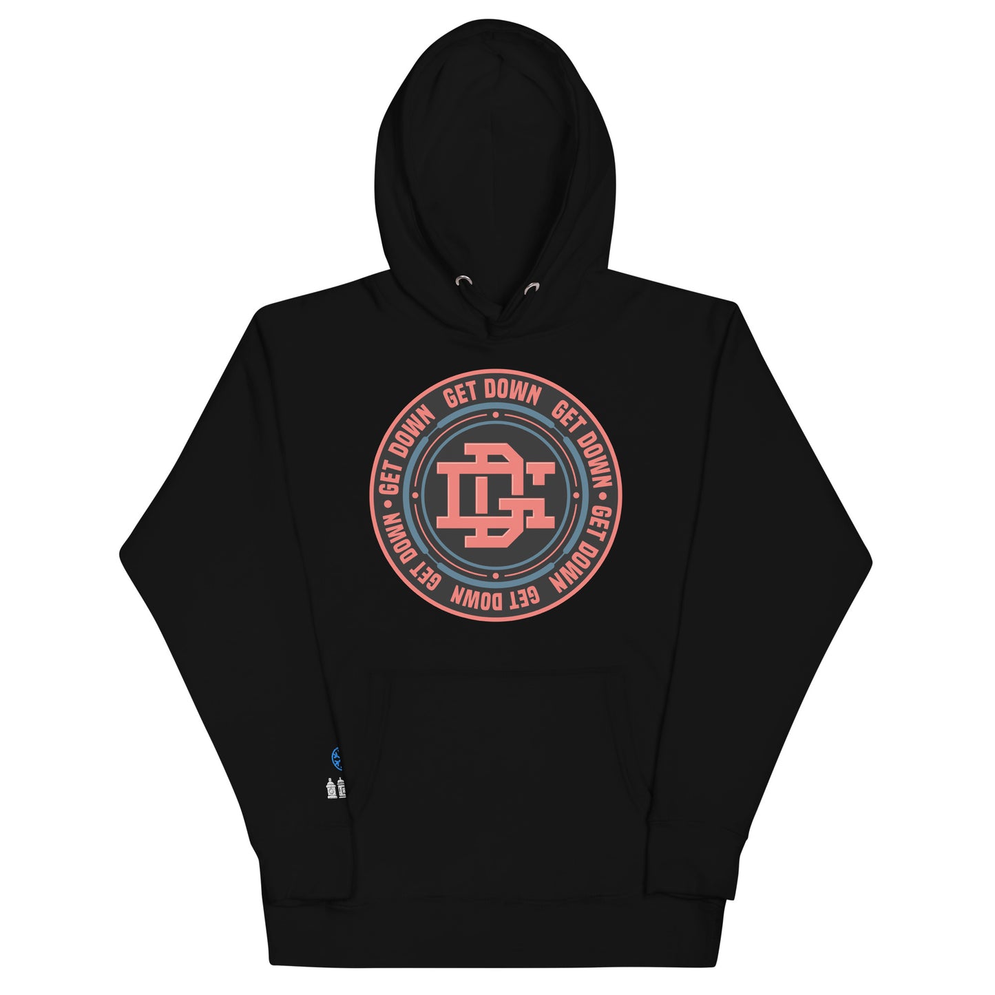 black-get-down-logo-hoodie-front-by-b.different-clothing-graffiti-inspired-independent-streetwear-brand