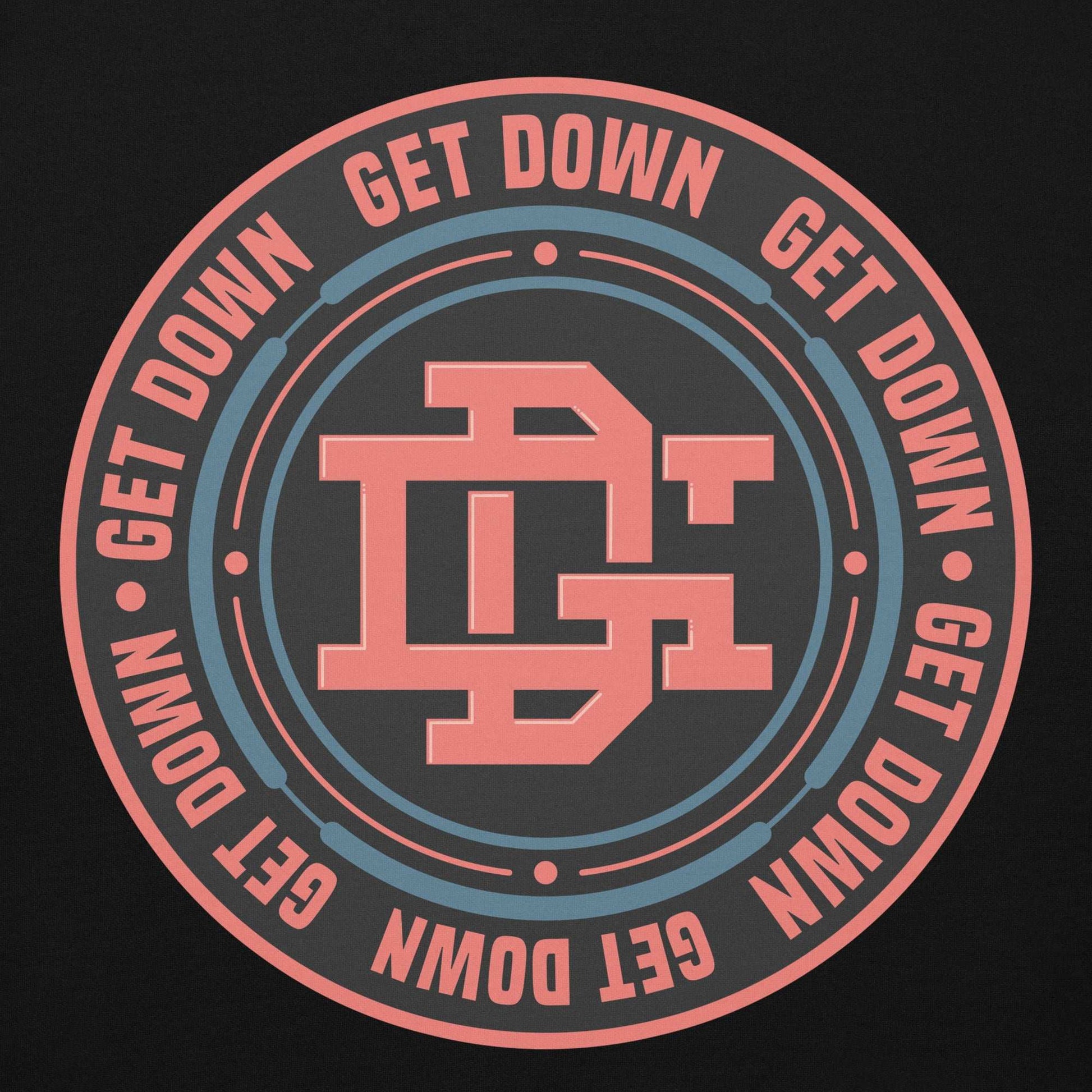 black-get-down-logo-hoodie-front-by-b.different-clothing-graffiti-inspired-independent-streetwear-brand