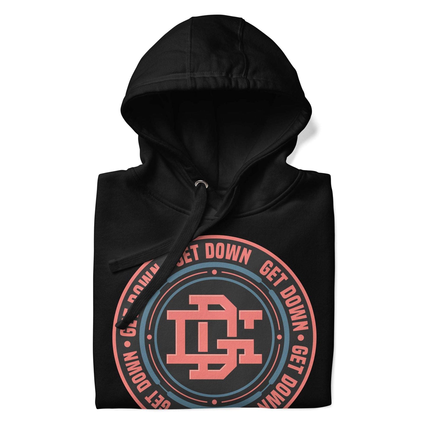 black-get-down-logo-hoodie-front-by-b.different-clothing-graffiti-inspired-independent-streetwear-brand
