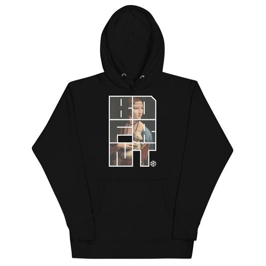 black-bdfrnt-blockbuster-graffiti-piece-lady-with-ermine-hoodie-front-by-b.different-clothing-graffiti-inspired-independent-streetwear-brand
