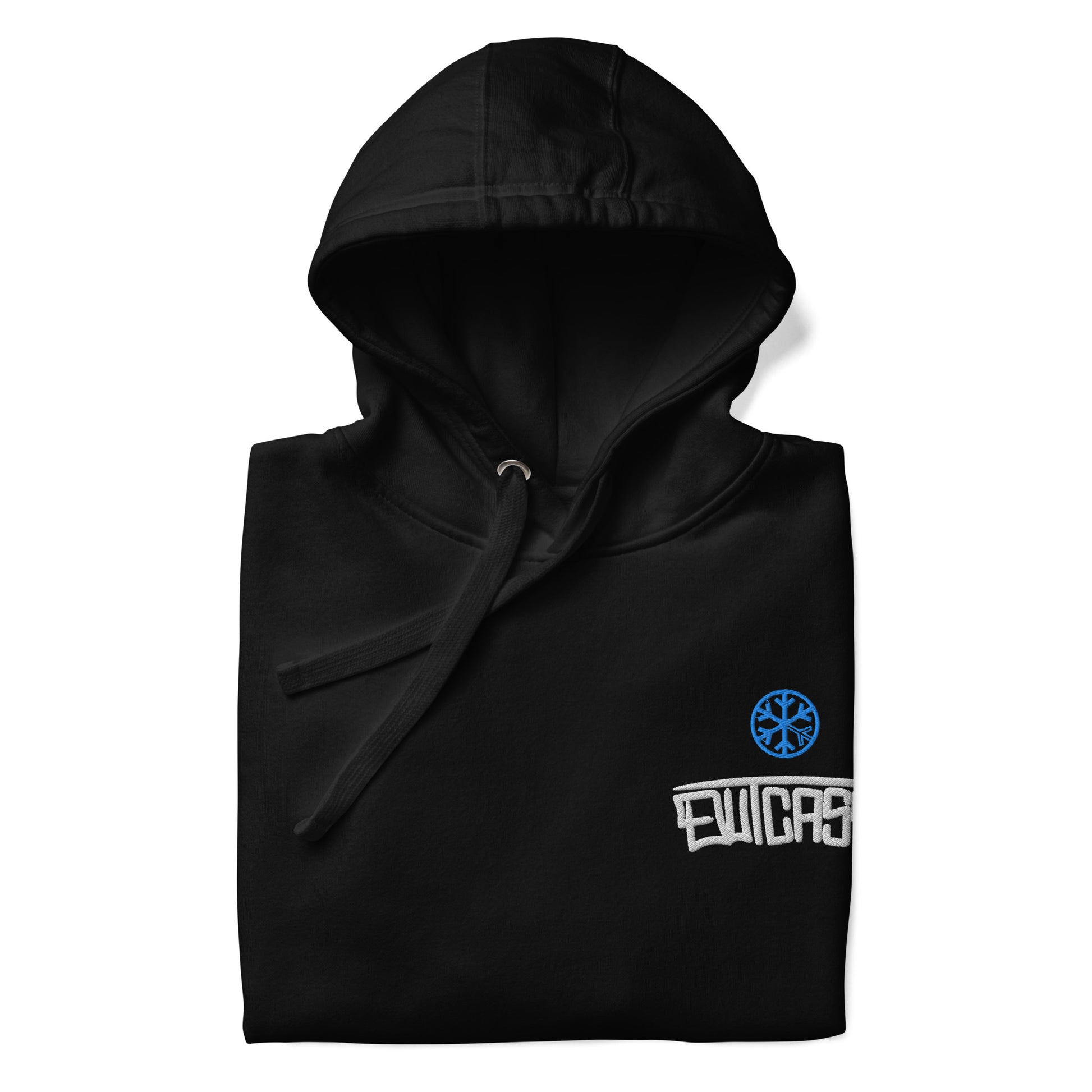 Black-Outcast Graffiti Tag Hoodie from B.Different Clothing, folded, graffiti-inspired streetwear